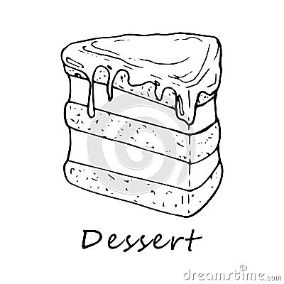 Outline illustration of cake. Vector Illustration